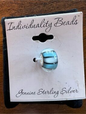 Sterling Silver Blue & White Glass Charm